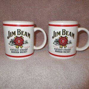 2X Lot Vintage Jim Beam Whiskey Mugs Straight Kentucky Bourbon Man Cave Bar 2000